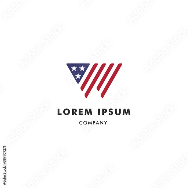 Obraz Letter W American Flag Logo Icon Template Design