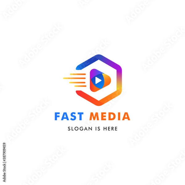 Obraz Fast Play Media Logo Icon Template Design