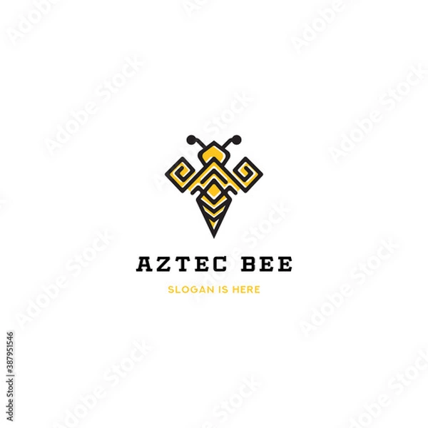 Obraz Aztec Bee Logo Vector Line Art