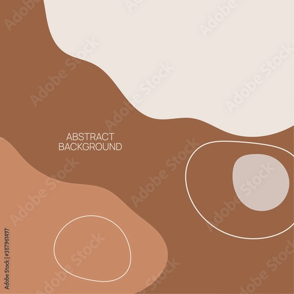 Fototapeta Abstract background with organic flowing shapes and freehand drawn lines. Modern minimalist design in scandinavian style. Vector illustration in pastel colors.