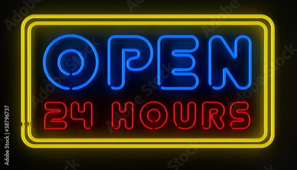 Fototapeta Open 24 Hours Sign