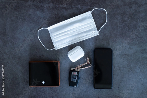 Fototapeta daily basic things you bring everyday after the pandemic