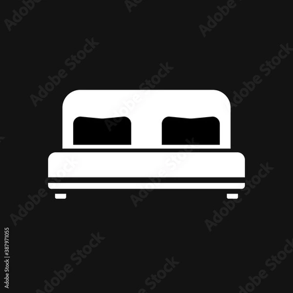 Fototapeta Double bed icon concept. Double bed flat vector symbol. Isolated on black background