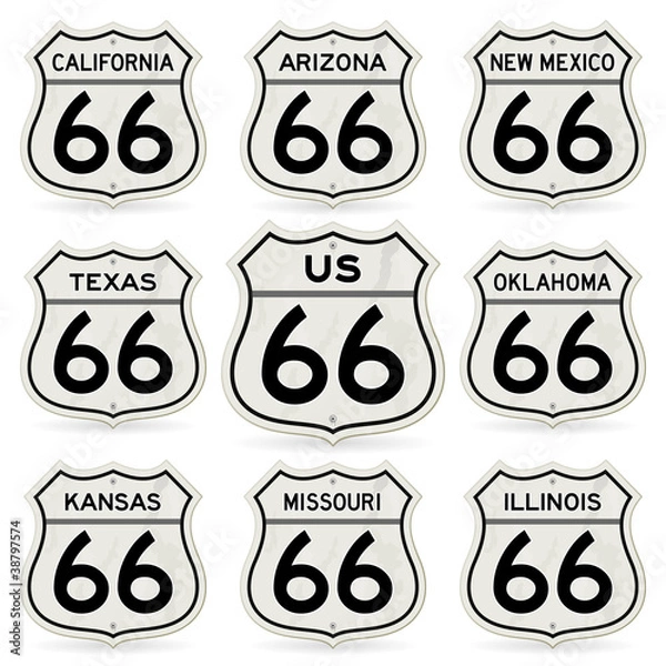 Obraz Ukończ kolekcję znaków Route 66