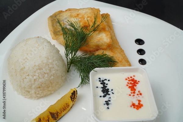 Obraz salmon steak with rice