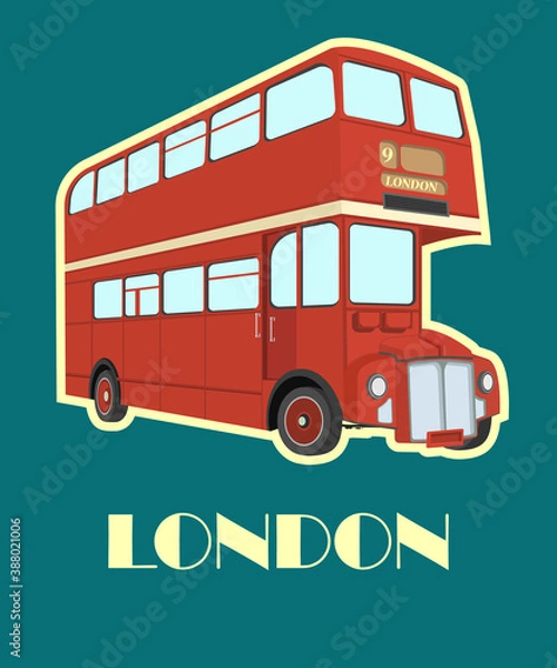 Obraz Double decker bus from England. Website, icon, postcards, place for text.