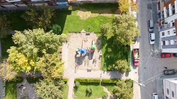 Fototapeta Aerial view of the children playground in the downtown