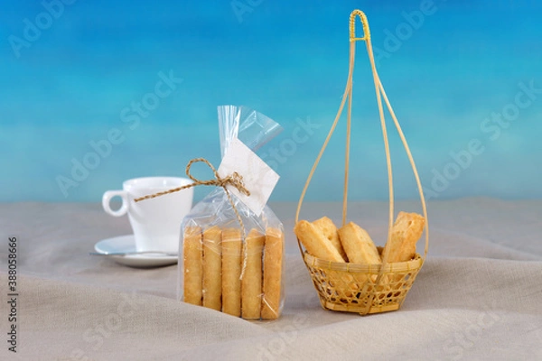 Fototapeta bread and butter and 
Sweet bread in the basket