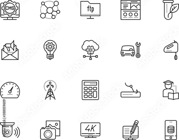 Fototapeta technology vector icon set such as: help, reaction, atom, ftp, vehicle, photo, seo, industrial, protocol, scientific, mathematics, construction, innovation, picture, account, resource, transfer, cms