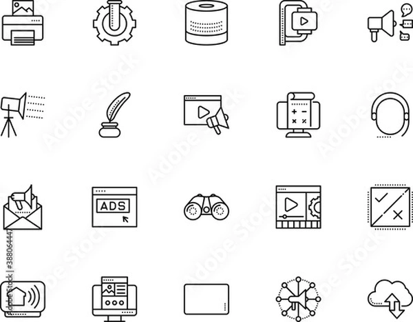 Obraz technology vector icon set such as: server, general, speak, youtube, template, contemporary, mockup, commerce, paint, pictogram, biotechnology, flashlight, print, compress, industrial, laboratory