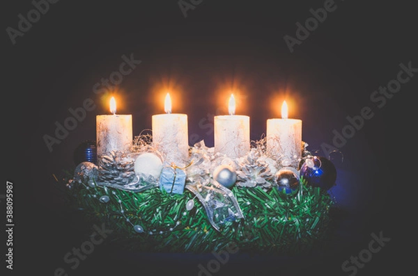 Obraz advent candles burning religious concept