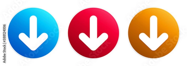 Fototapeta Down arrow icon premium trendy round button set