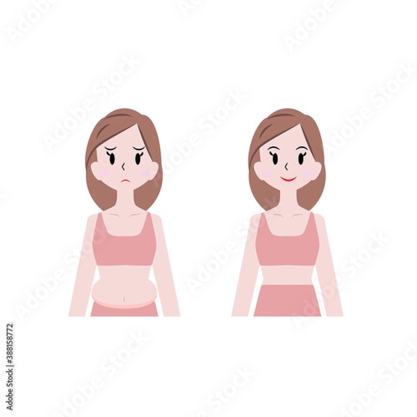 Obraz 下腹の肉がはみ出た女性と補正下着