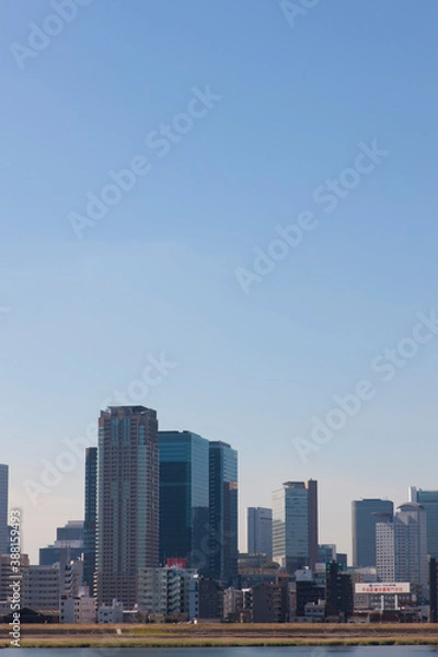 Fototapeta 淀川河川敷より大阪のビル群