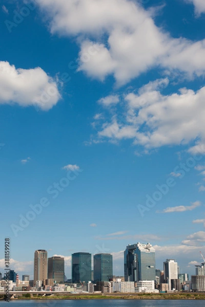 Obraz 淀川河川敷より大阪のビル群