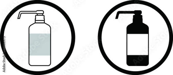 Obraz 白と黒のプッシュ式消毒液ボトル【アイコン】