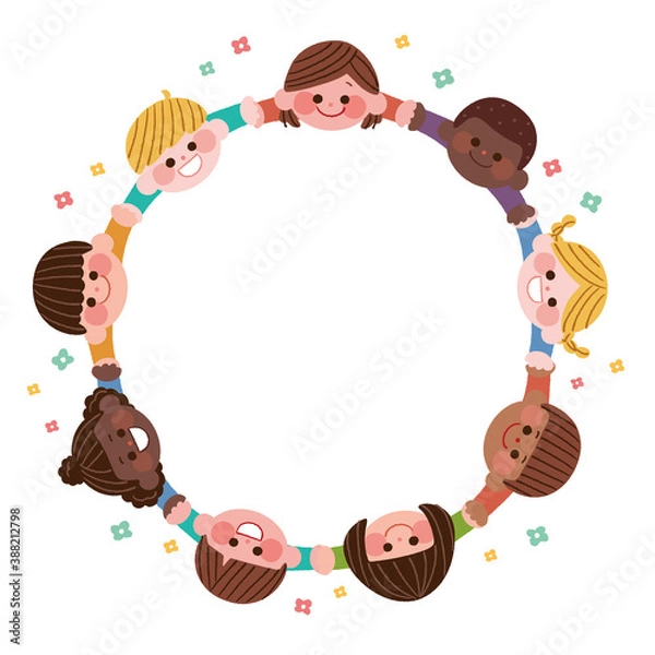 Fototapeta 手を繋ぐ子どもたちのフレーム