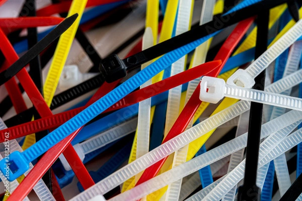 Obraz Close up of piled up zip ties