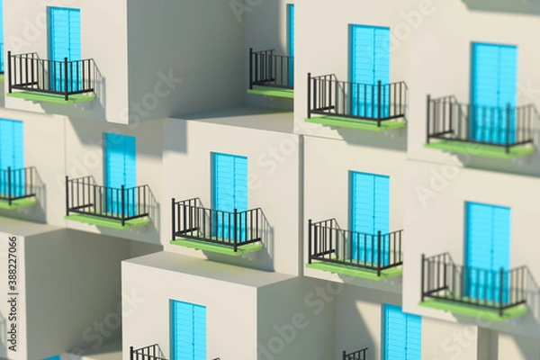 Fototapeta Balcony structure outside the building, 3d rendering.