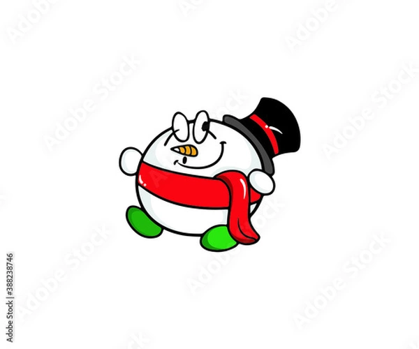 Obraz Cute snow ball . Vector illustration cartoon . Merry Christmas and happy new year. Isolated on white. decorative element on holiday. Greeting card design, posters, gift