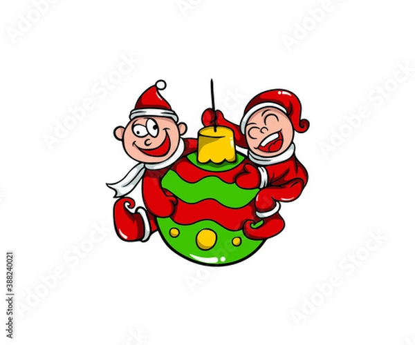 Obraz Cute santa claus and christmas tree Vector illustration cartoon . Merry Christmas and happy new year. Isolated on white. decorative element on holiday. Greeting card design, posters, gift