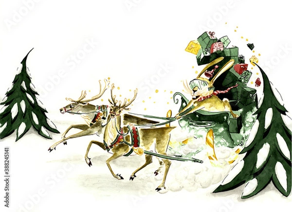 Obraz Osterhase mit Weihnachtsgeschenken