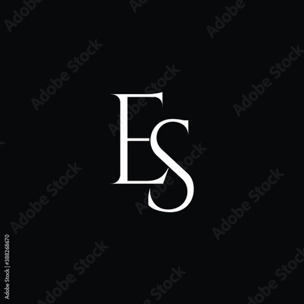 Obraz Initial Logo Letter ES Monogram in Black and White.