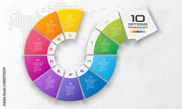 Fototapeta 10 steps arrow infographic element,Business concept,Vector illustration.
