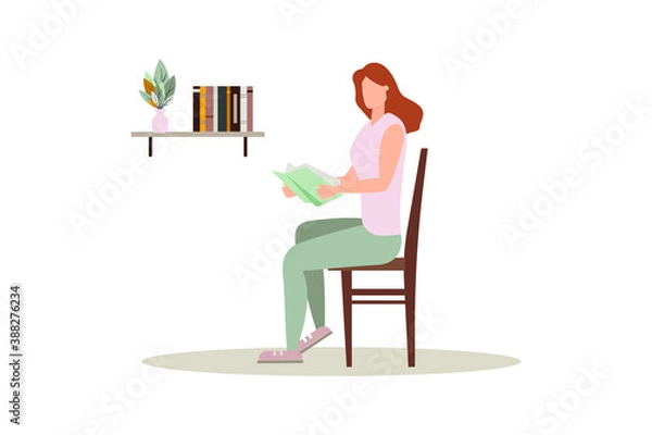 Fototapeta people reading or students studying and preparing for examination. Book lovers, readers, modern literature fans isolated on white background. Flat cartoon vector illustration.