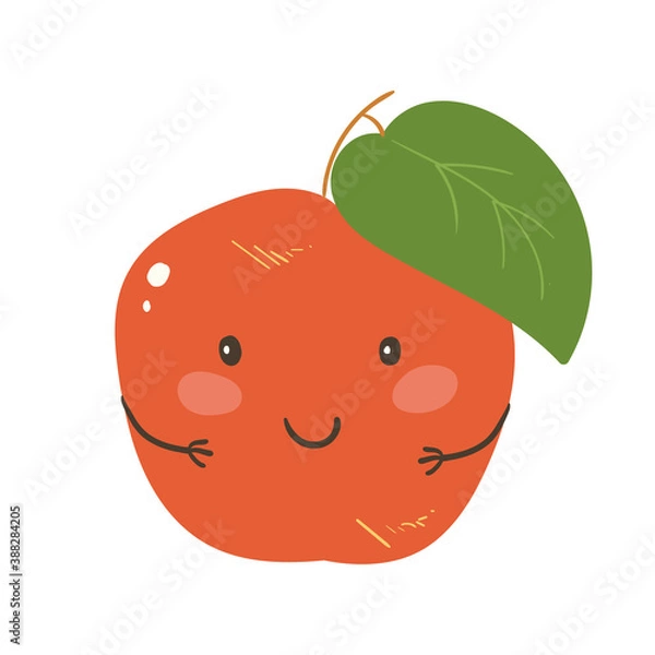 Obraz Cute apple character Vector isolated on white 