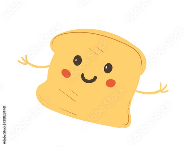 Obraz Cute toast character Vector isolated on white 
