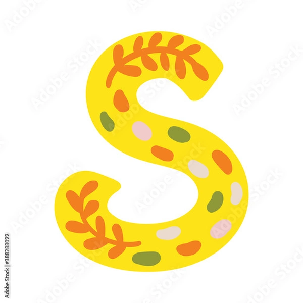 Obraz Yellow vector bright Letter isolated Capital S 