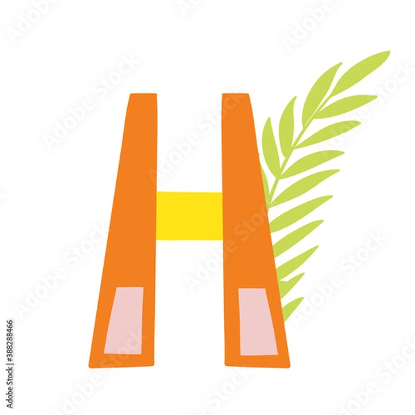 Obraz Orange vector bright Letter isolated Capital H 