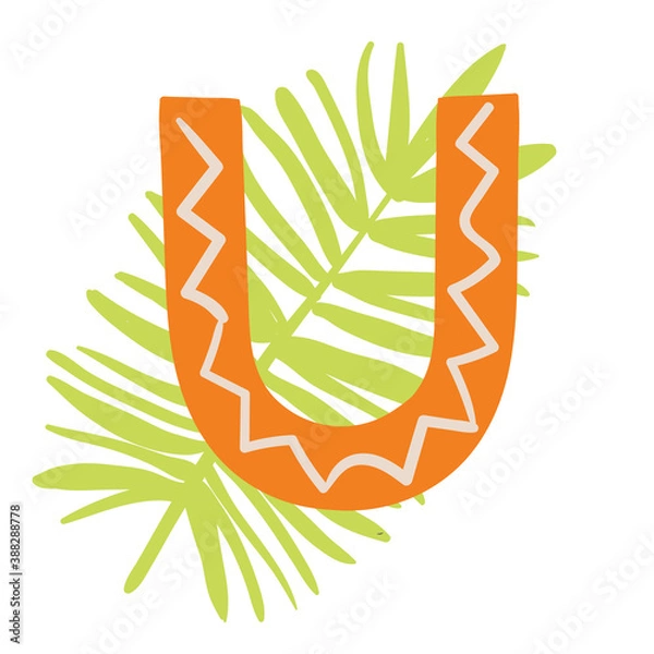 Obraz Orange vector bright Letter isolated Capital U 