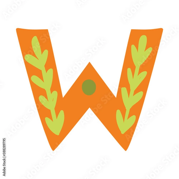 Obraz Orange vector bright Letter isolated Capital W 