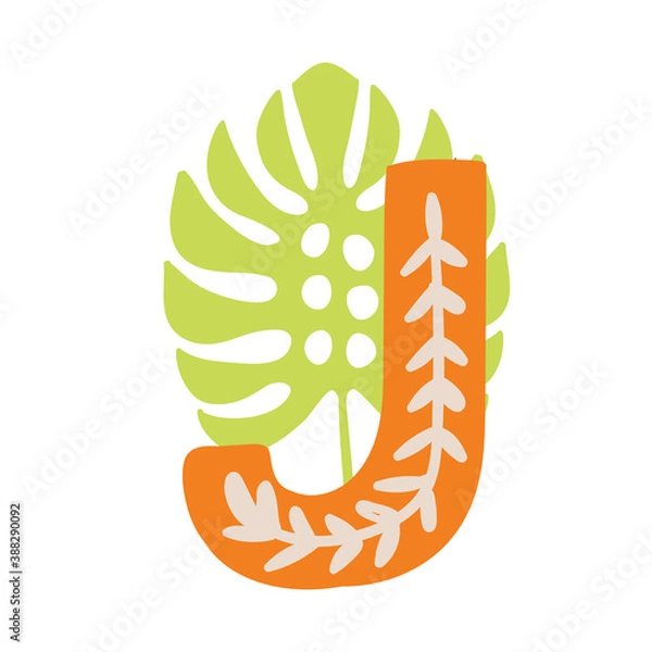 Obraz Orange vector bright Letter isolated Capital J 
