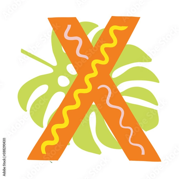 Obraz Orange vector bright Letter isolated Capital X 