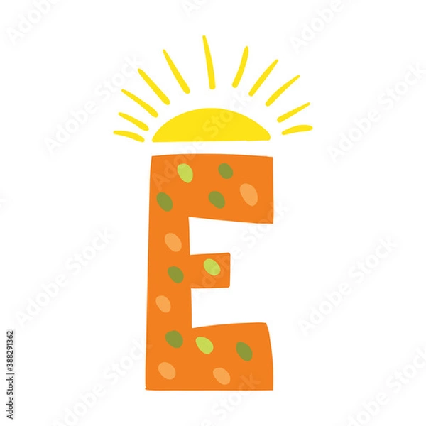 Obraz Orange vector bright Letter isolated Capital E 