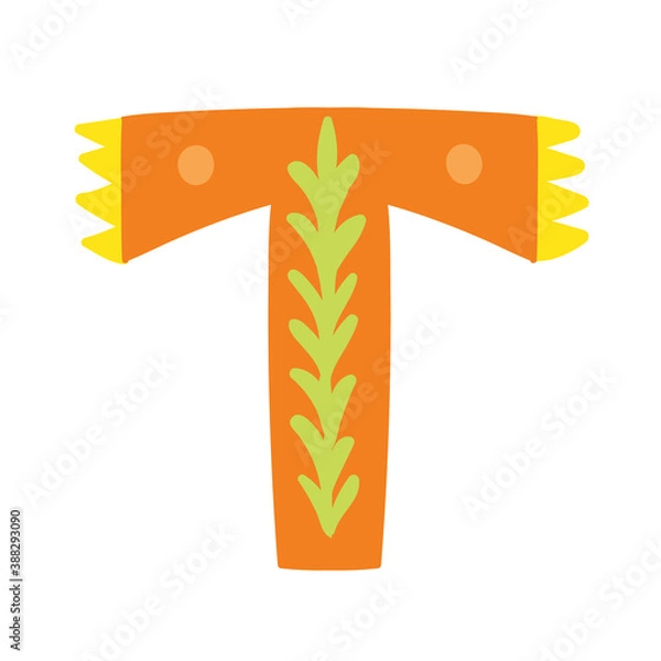 Obraz Orange vector bright Letter isolated Capital T 