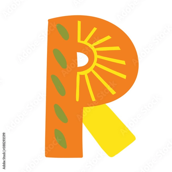 Obraz Orange vector bright Letter isolated Capital R 