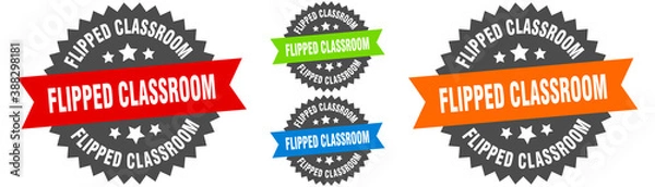Fototapeta flipped classroom sign. round ribbon label set. Seal