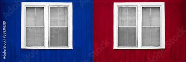 Fototapeta Red Wall White Window