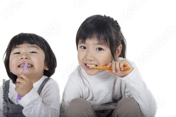 Obraz 歯磨きをする姉妹