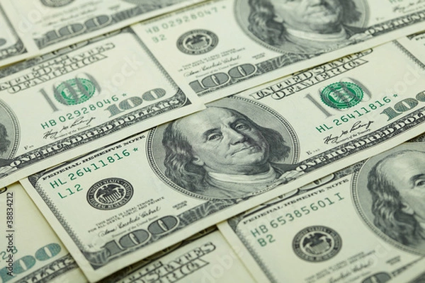 Fototapeta many dollars on the table