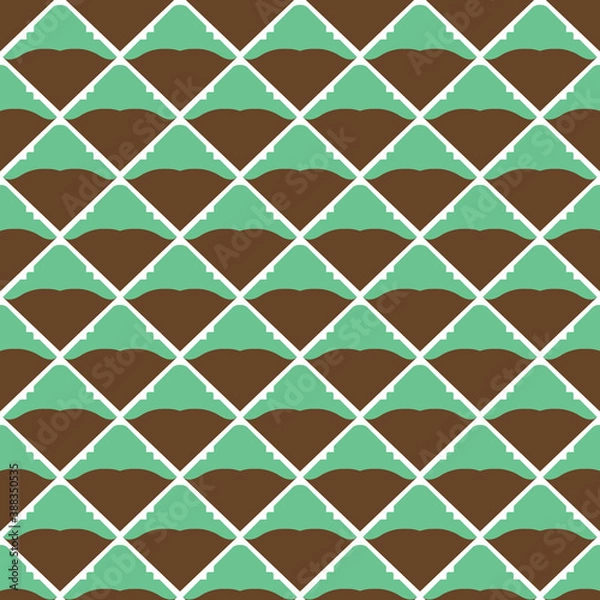 Fototapeta Vector seamless pattern texture background with geometric shapes, colored in green, brown, white colors.