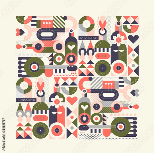 Fototapeta Wine and Music abstract vector design