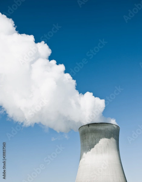 Obraz Nuclear Power Station With Steaming Tower