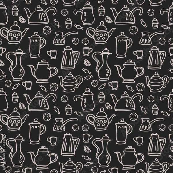 Fototapeta Chalk board hot drinks color 