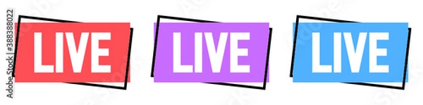 Fototapeta Set of Abstract Live stream banner. Colorful concept symbol