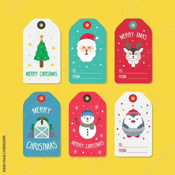 Fototapeta set of christmas labels